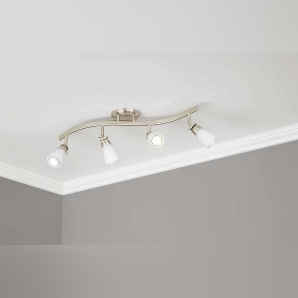 4-Light Traditional Track Lighting Set, Satin Nickel